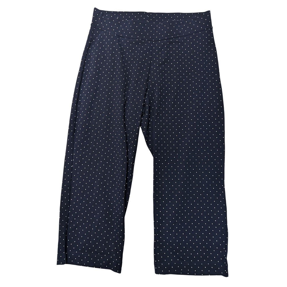Lands End Navy Polka Dot Cropped Wide Leg Pants Size L‎ Women